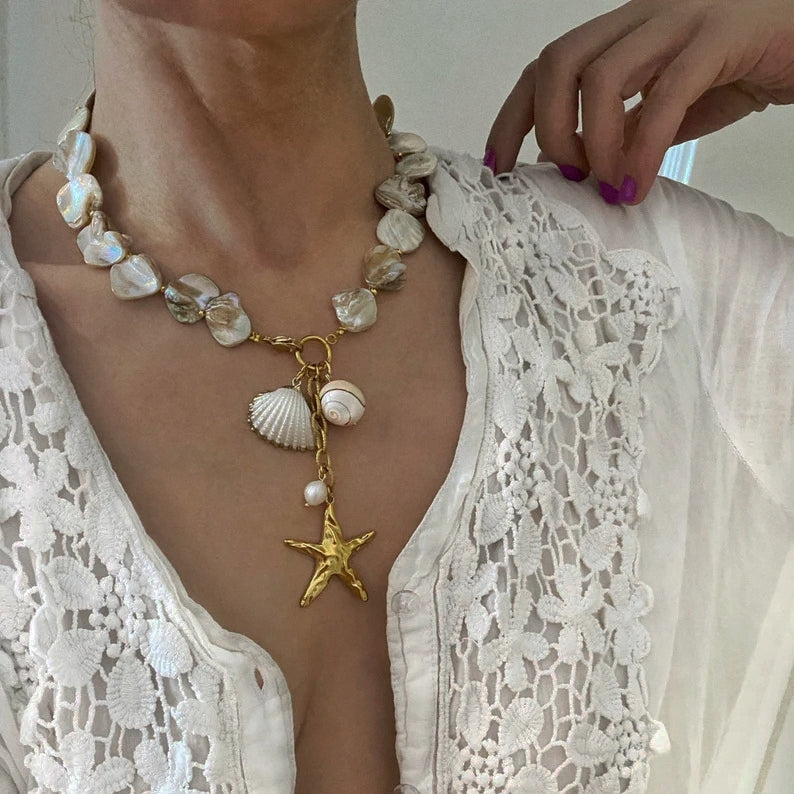 New block shell necklace